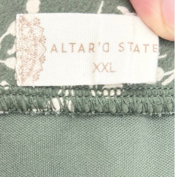 Altar'd State Moss Green Floral 90's Y2K Side Slit Maxi Skirt Size XXL - Picture 6 of 6
